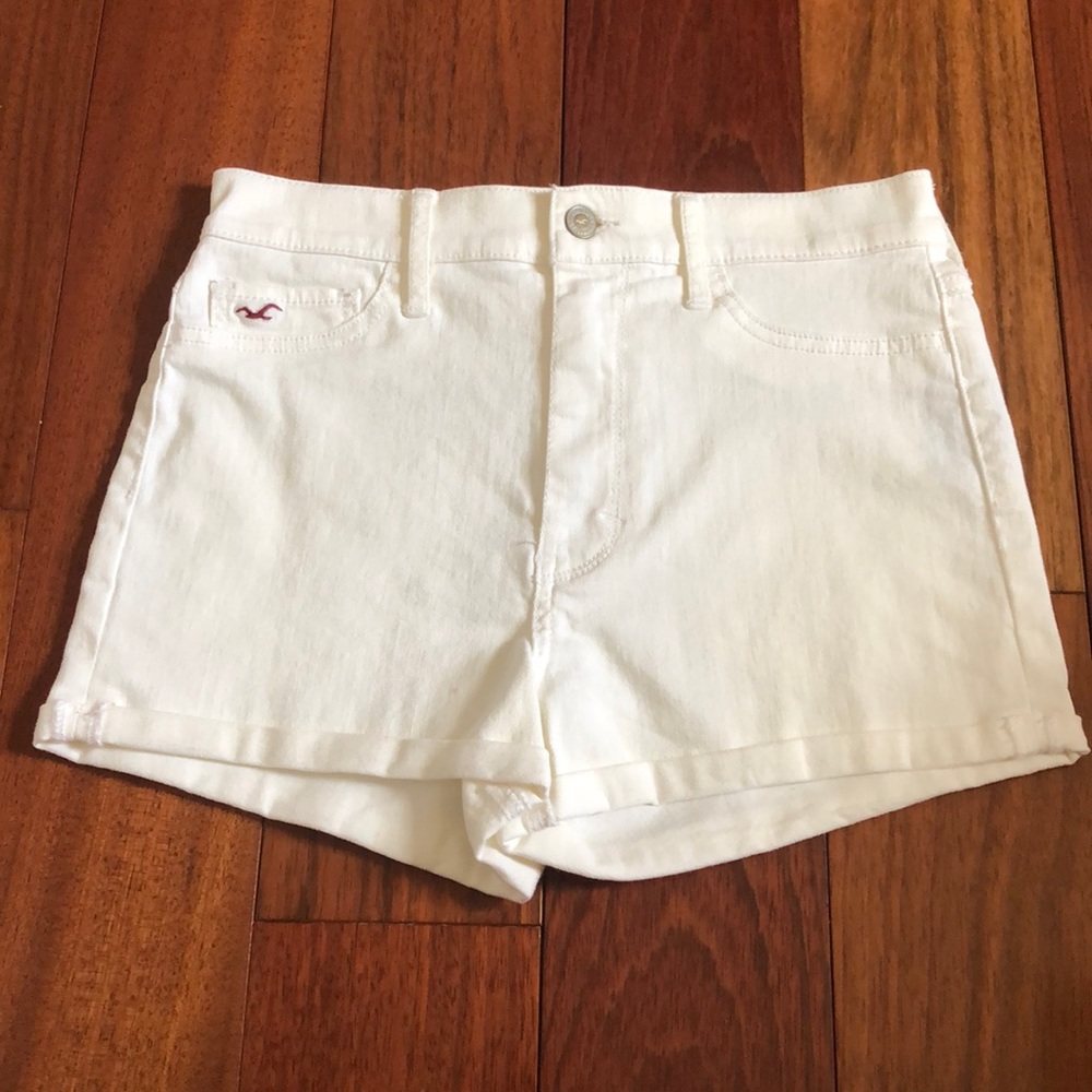 Hollister white denim shorts